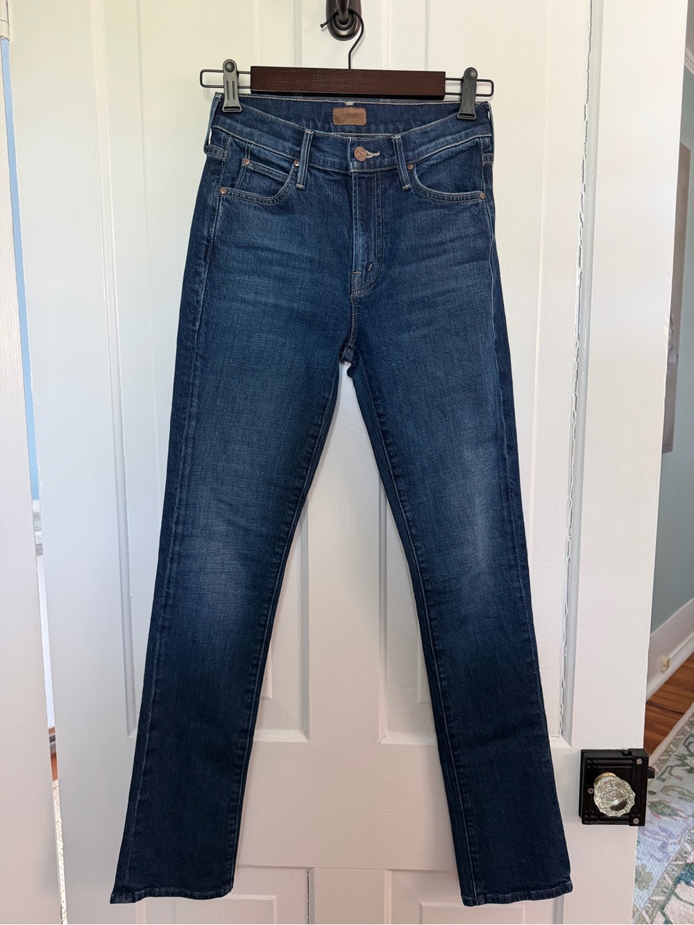 MOTHER Women’s Dark Blue Straight-Leg Jeans